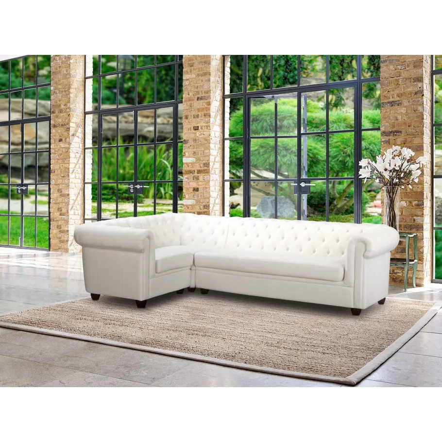 Gestepptes Fünfsitzer-Ecksofa Chesterfield SYDNEY 1+E+3