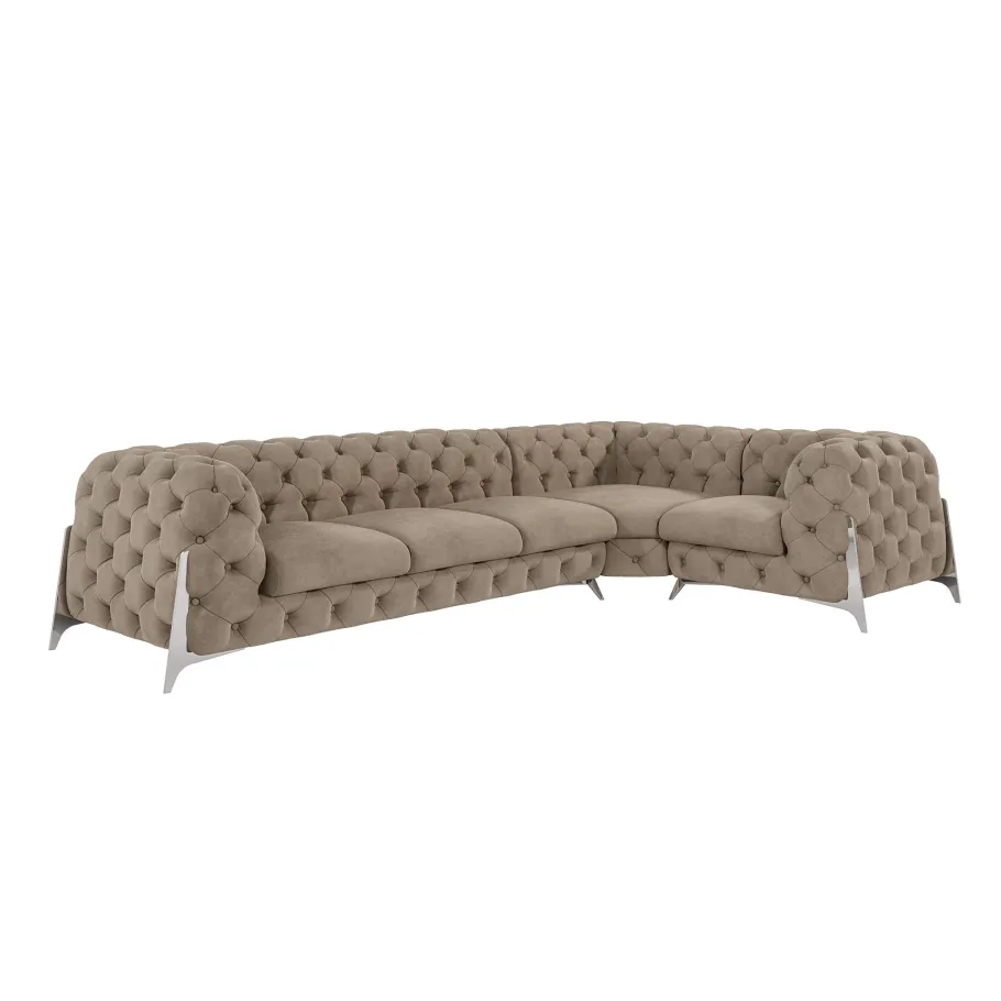 Luxuriöses gestepptes Glamour-Fünfsitzer-Ecksofa KALIFORNIA 3+E+1