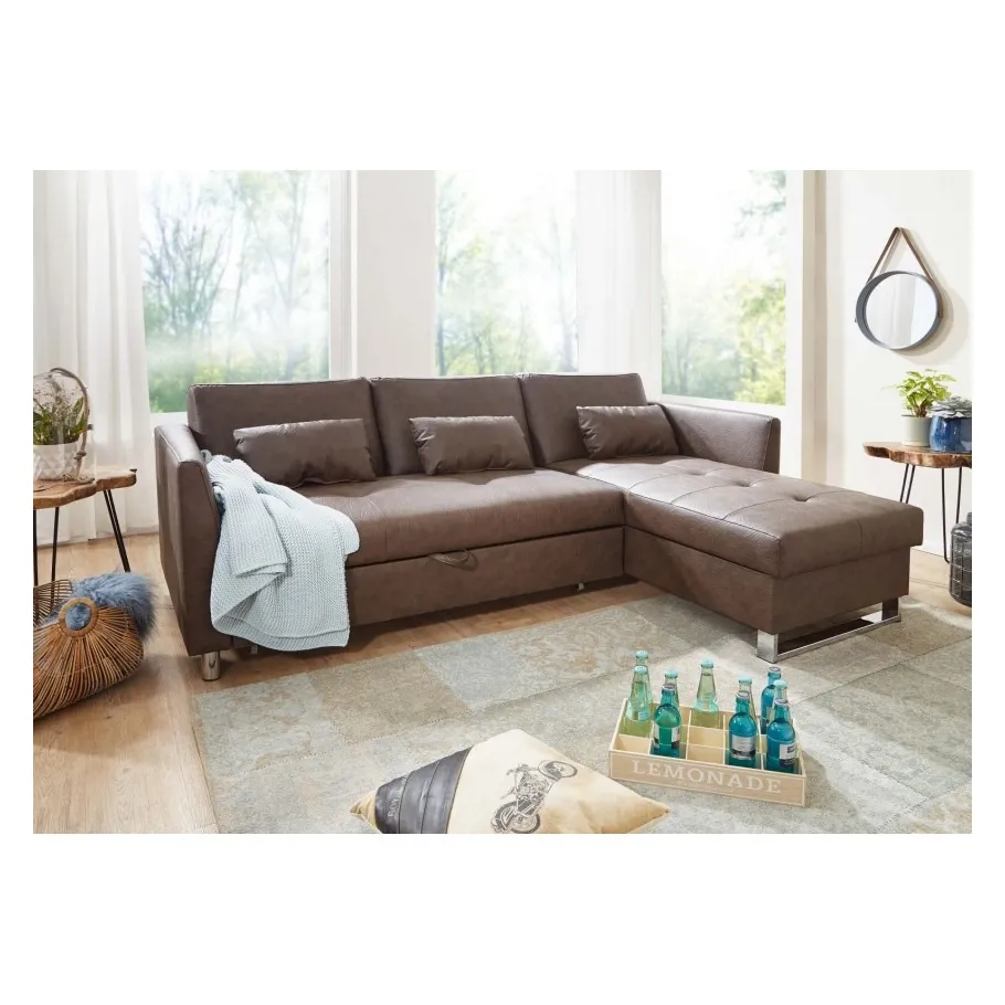 Viersitzer-Ecksofa im klassischen Deco-Stil mit Schlaffunktion