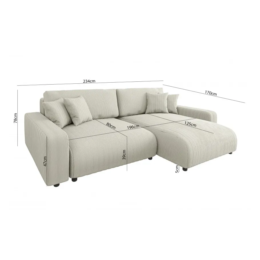 Modernes Viersitzer-Ecksofa Sergio mit Schlaffunktion