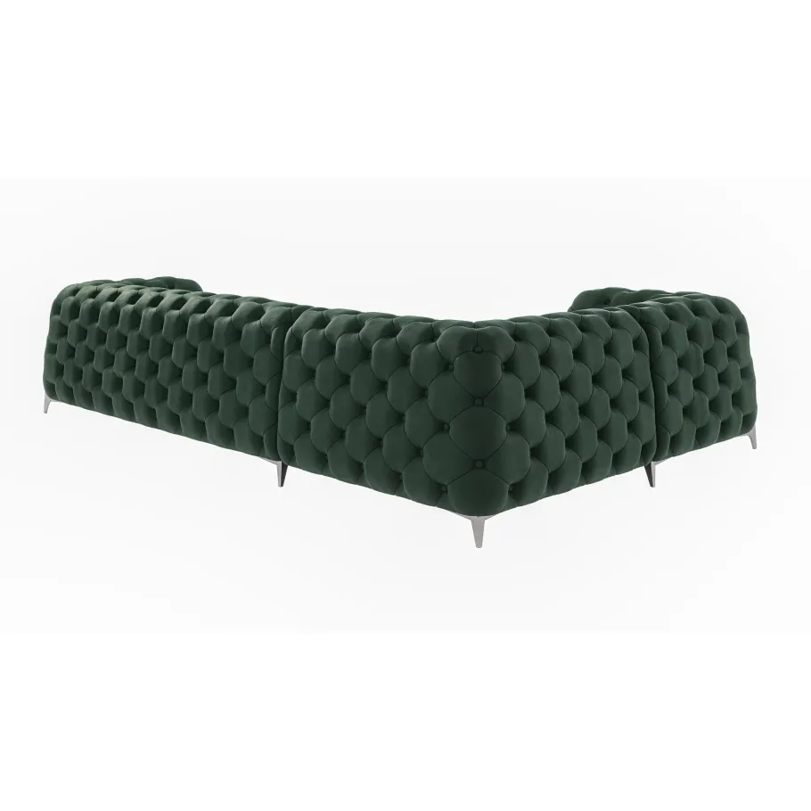 Fünfsitziges gestepptes Chesterfield-Glamour-Ecksofa KALIFORNIA 1+E+3