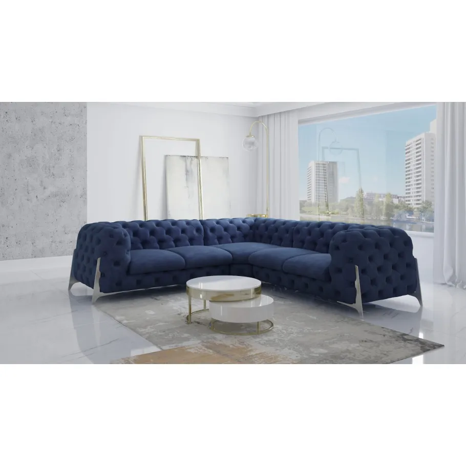 Fünfsitzer-Glamour-Steppsofa Chesterfield KALIFORNIA 2+E+2
