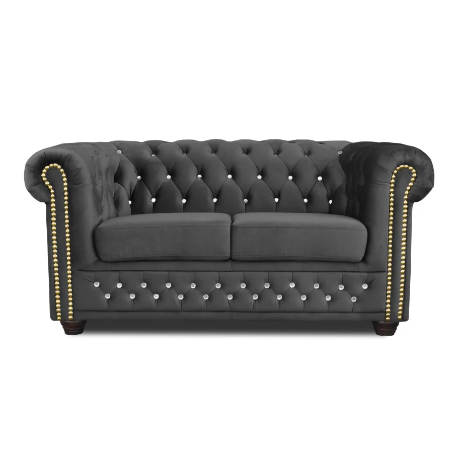 Chesterfield FELIX BLINK gestepptes Zweisitzer-Sofa. Riviera 95