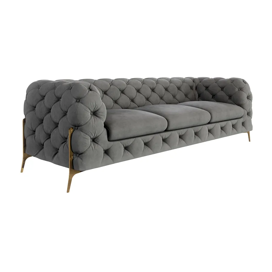 Glamouröses Chesterfield TEO HIGH gestepptes Dreisitzer-Sofa. Riviera 91