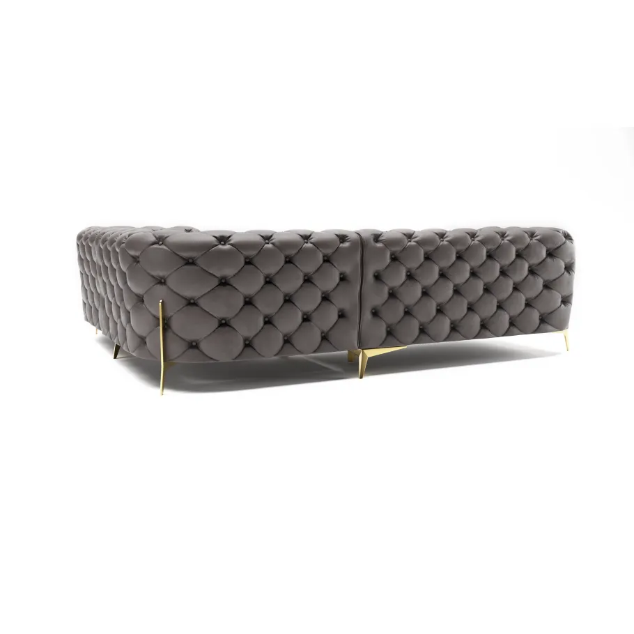 Gestepptes Viersitzer-Ecksofa Chesterfield TEO HIGH 2+E+1 Stoff. Weich 35