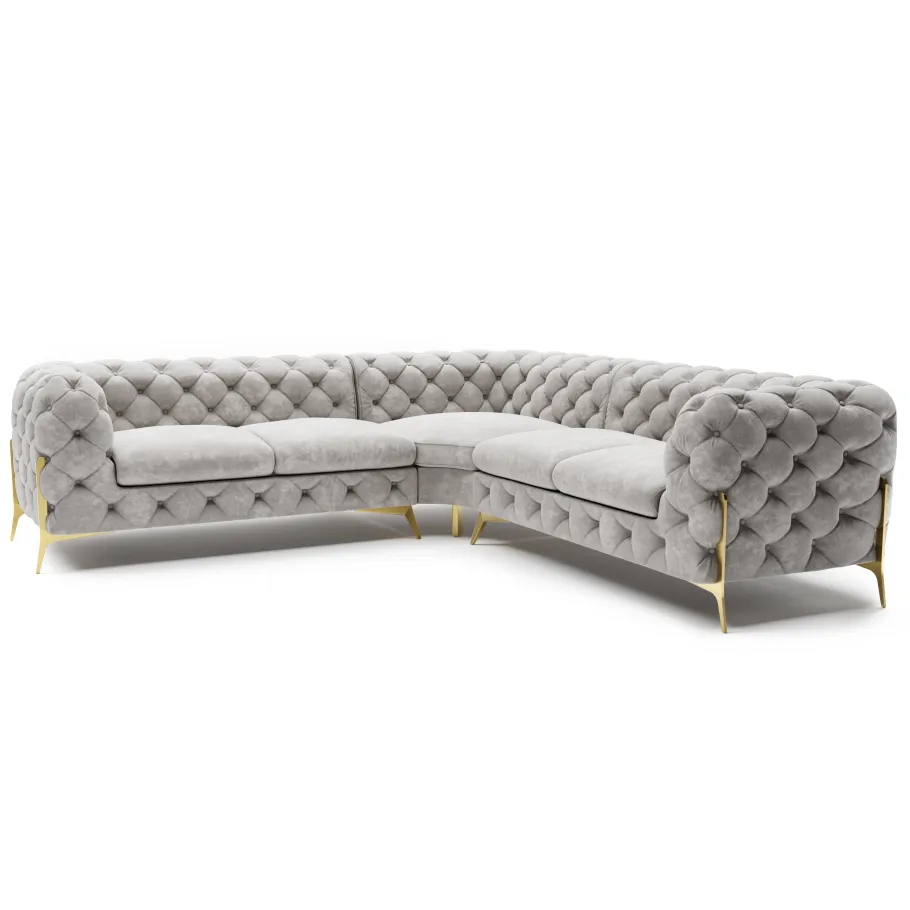 Luxuriöses Fünfsitzer-Ecksofa Chesterfield TEO HIGH 2+E+2