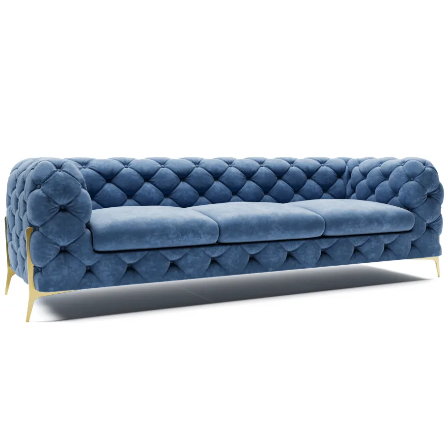 Glamour gestepptes Chesterfield TEO HIGH 3 Dreisitzer-Sofa
