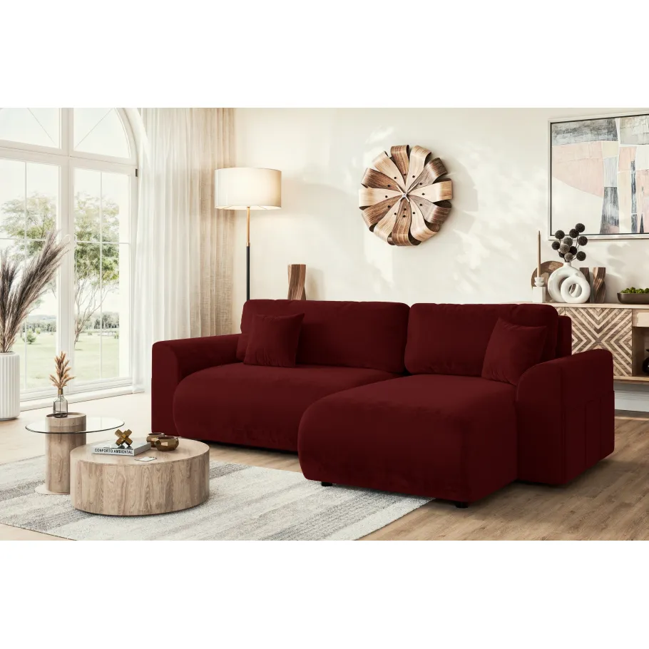 Klassisches Viersitzer-Ecksofa Lubo mit Schlaffunktion