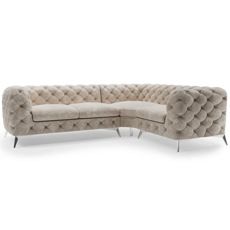 Luxuriöses gestepptes Viersitzer-Ecksofa Chesterfield TEO 2+E+1