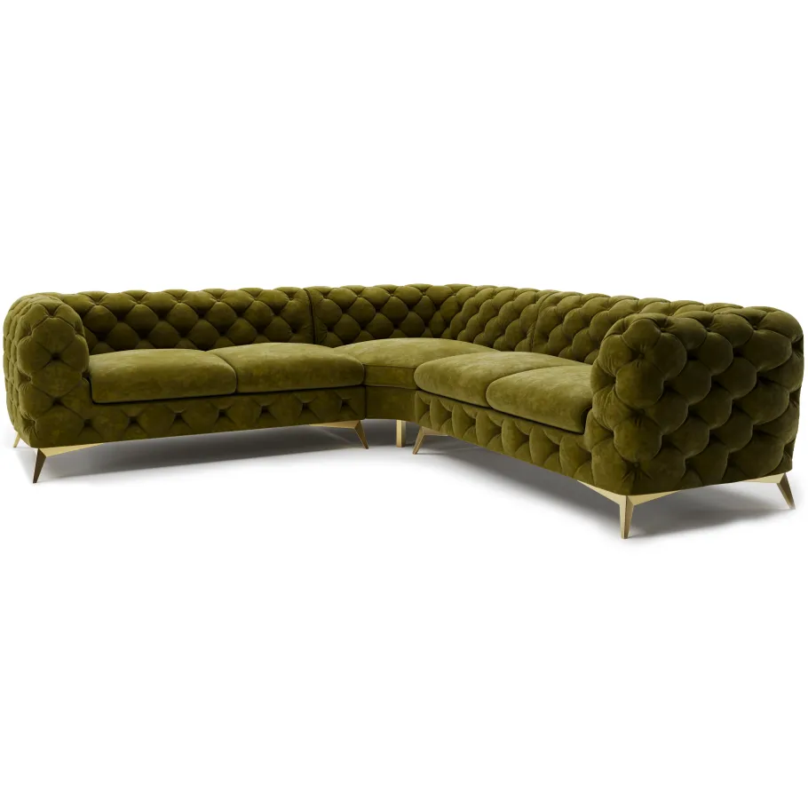 Luxuriöses Fünfsitzer-Ecksofa Chesterfield TEO 2+E+2