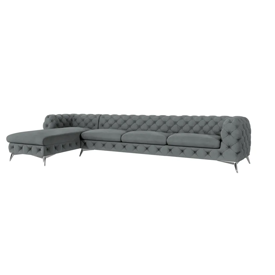 Glamouröses gestepptes Fünfsitzer-Ecksofa Chesterfield TEO OT+3