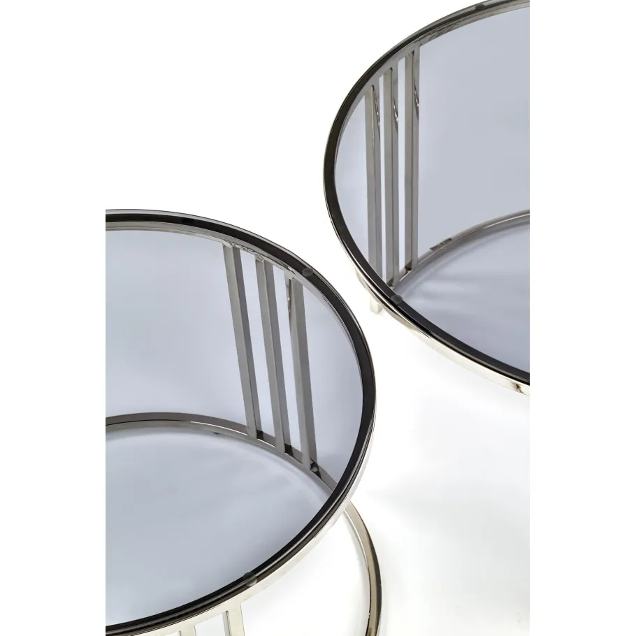 MERCURY 2er-Set Bänke, Gestell – Silber, Glas – geräuchert