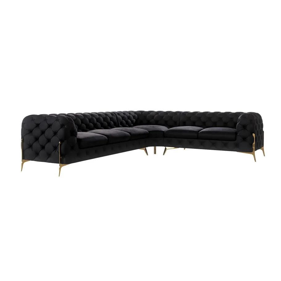 Glamour gestepptes Sechssitzer-Ecksofa Chesterfield TEO HIGH 3+E+2