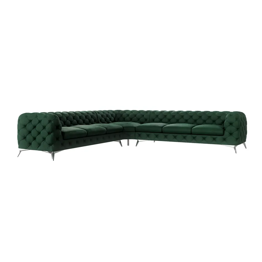 Glamour gestepptes Siebensitzer-Ecksofa Chesterfield TEO 3+E+3