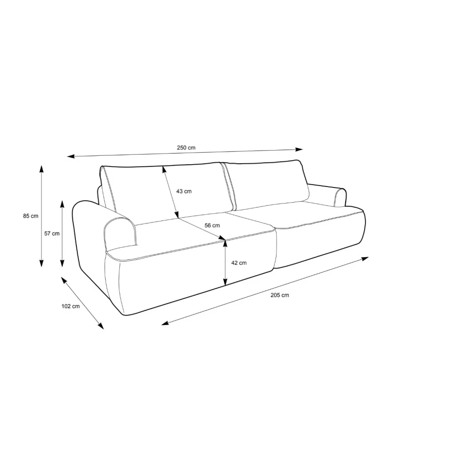 Dreisitzer-Sofa mit Schlaffunktion Largo