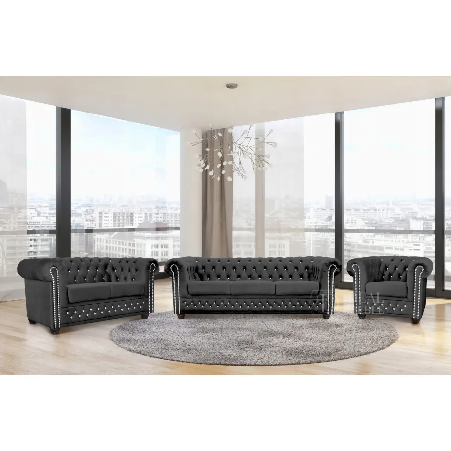 Chesterfield 3+2+1 FELIX BLINK Steppmöbelset
