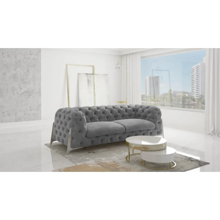 Glamour gestepptes Chesterfield KALIFORNIA 3 Dreisitzer-Sofa