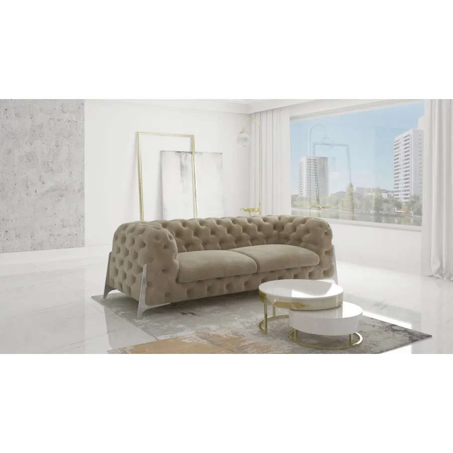 Glamour gestepptes Chesterfield KALIFORNIA 3 Dreisitzer-Sofa