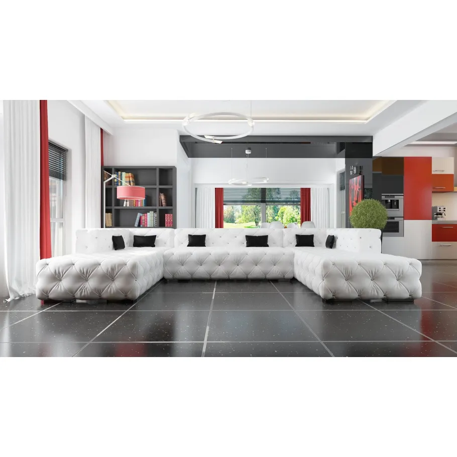 Luxuriöses Achtsitzer-Ecksofa mit BENTLEY U-Kristallen
