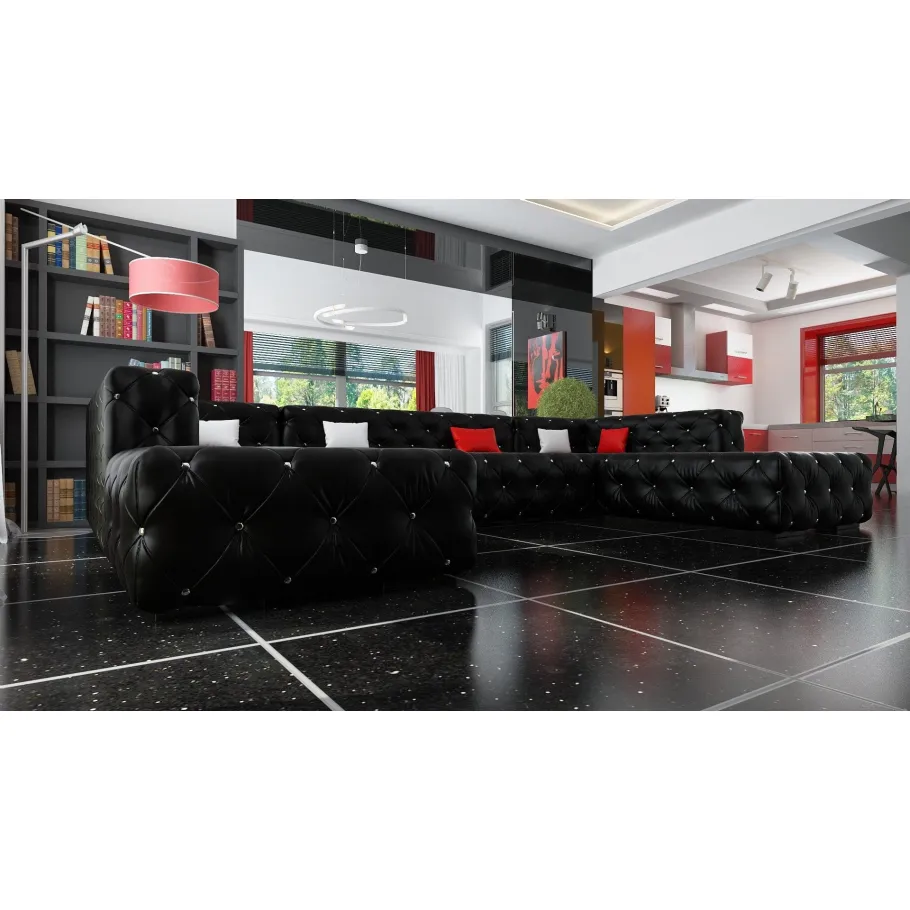 Luxuriöses Achtsitzer-Ecksofa mit BENTLEY U-Kristallen