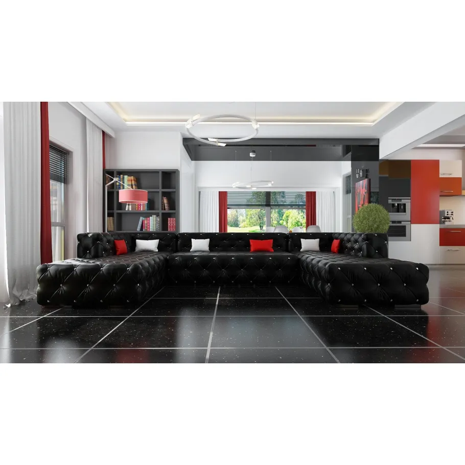 Luxuriöses Achtsitzer-Ecksofa mit BENTLEY U-Kristallen
