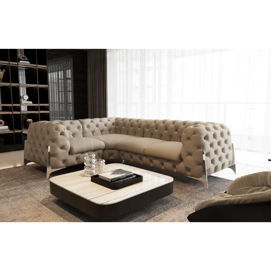 Viersitzer-Glamour-Steppsofa Chesterfield KALIFORNIA 1+E+2