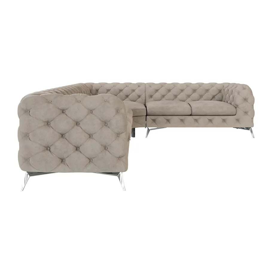 Luxuriöses Sechssitzer-Ecksofa Chesterfield TEO 3+E+2