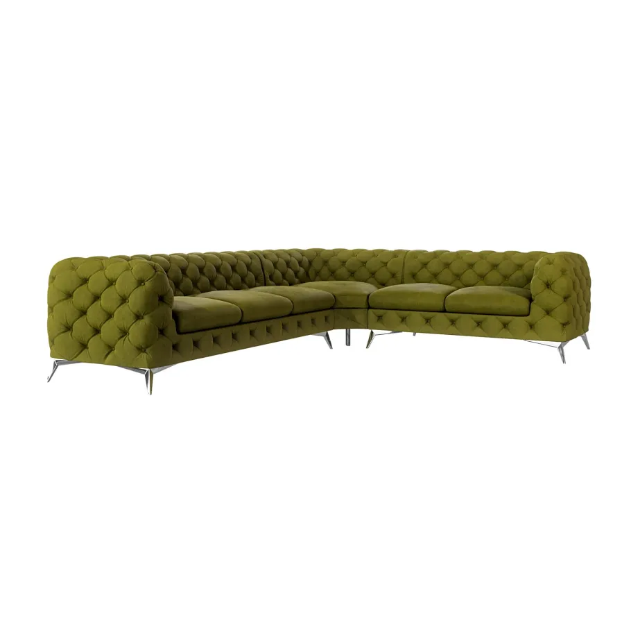 Luxuriöses Sechssitzer-Ecksofa Chesterfield TEO 3+E+2