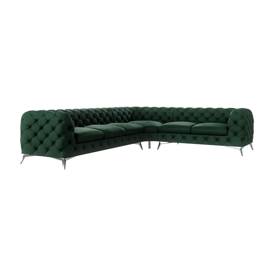 Luxuriöses Sechssitzer-Ecksofa Chesterfield TEO 3+E+2
