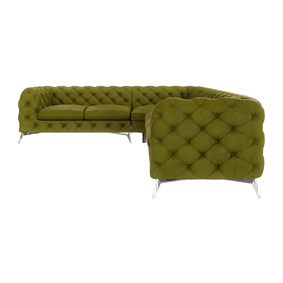 Glamour gestepptes Sechssitzer-Ecksofa Chesterfield TEO 2+E+3