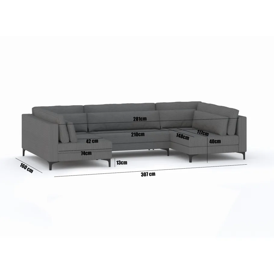 Modernes Sechssitzer-Ecksofa COIN U