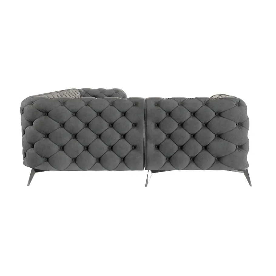 Luxuriöses gestepptes Viersitzer-Ecksofa Chesterfield TEO 1+E+2