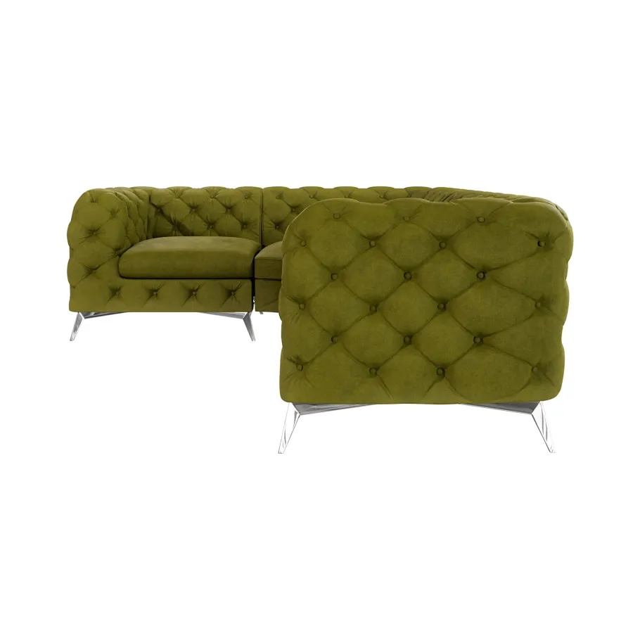 Luxuriöses gestepptes Viersitzer-Ecksofa Chesterfield TEO 1+E+2