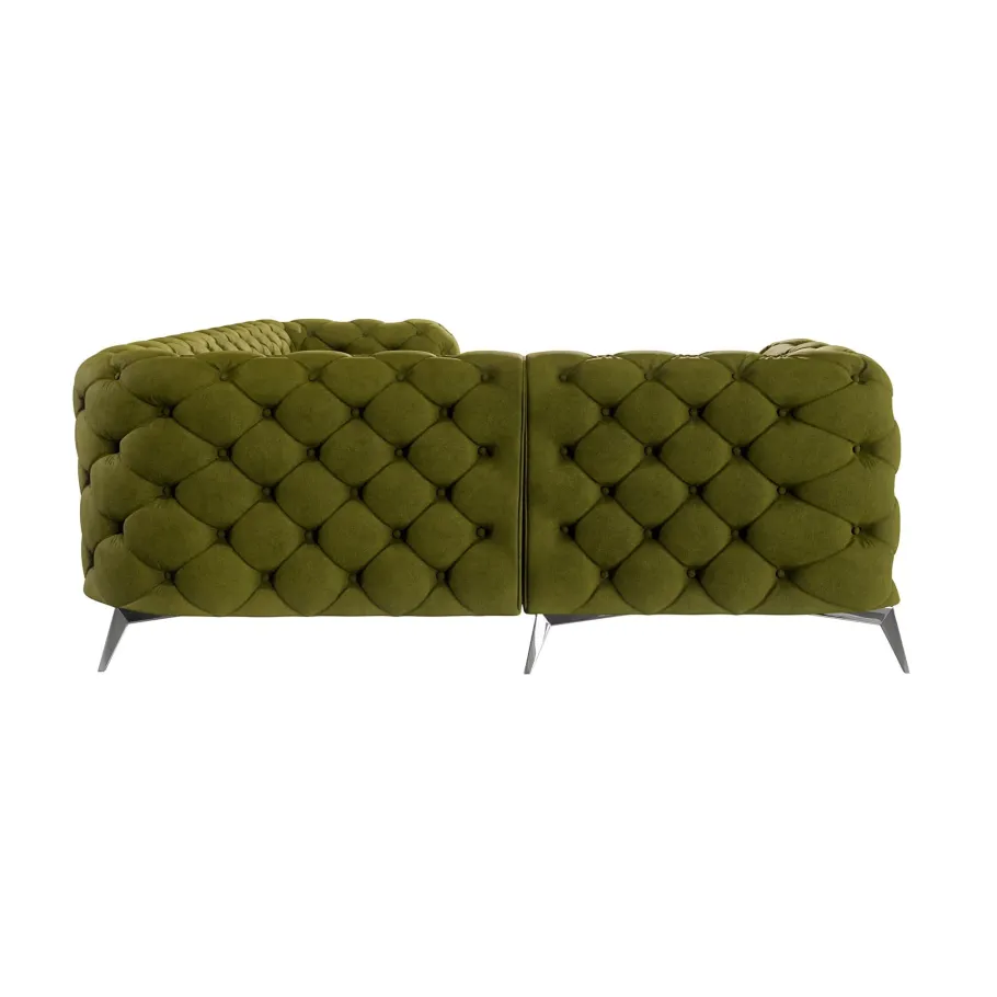 Luxuriöses gestepptes Viersitzer-Ecksofa Chesterfield TEO 1+E+2