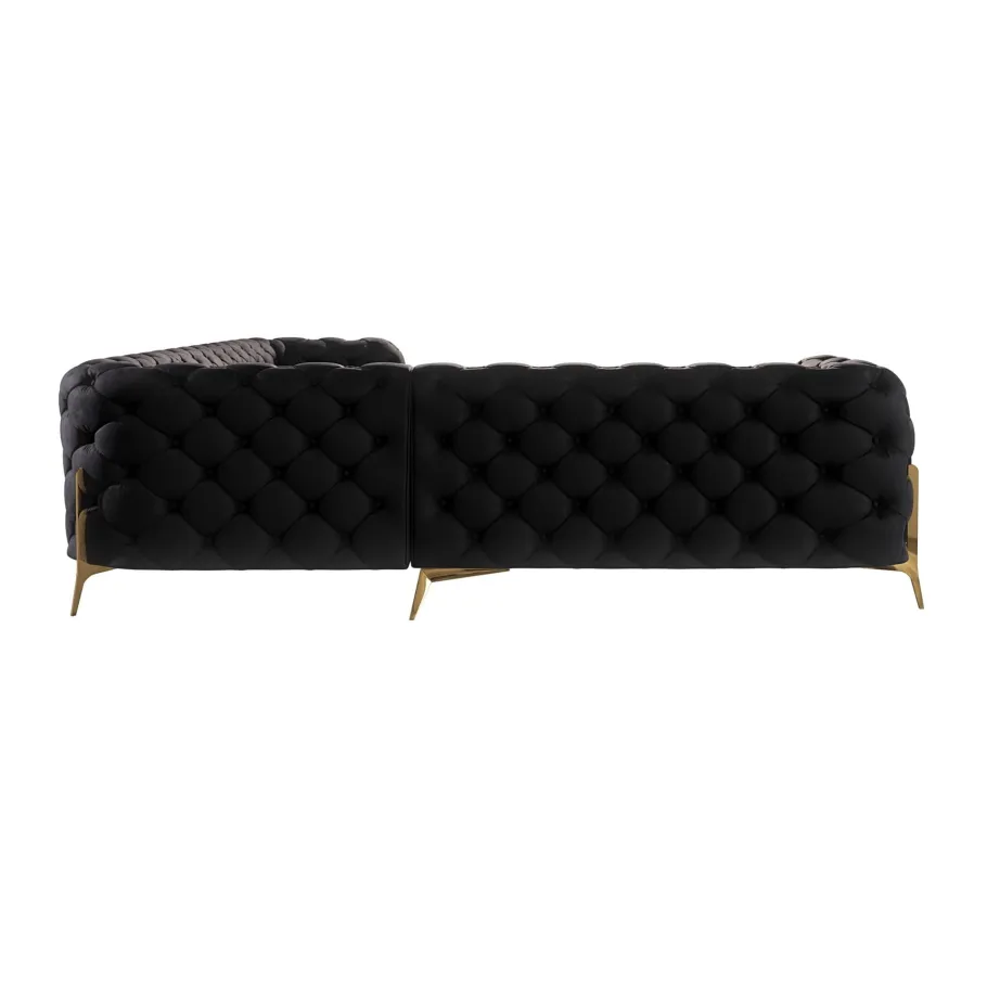Glamour gestepptes Sechssitzer-Ecksofa Chesterfield TEO HIGH 2+E+3