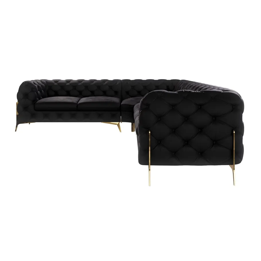 Glamour gestepptes Sechssitzer-Ecksofa Chesterfield TEO HIGH 2+E+3