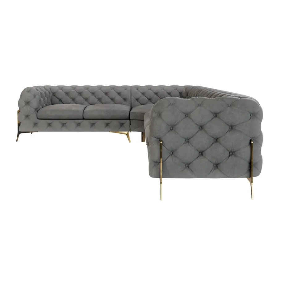 Glamour gestepptes Sechssitzer-Ecksofa Chesterfield TEO HIGH 2+E+3