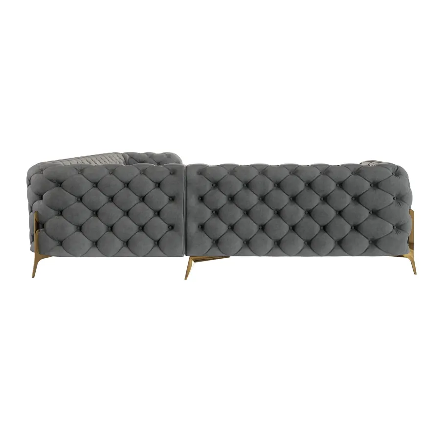 Glamour gestepptes Sechssitzer-Ecksofa Chesterfield TEO HIGH 2+E+3