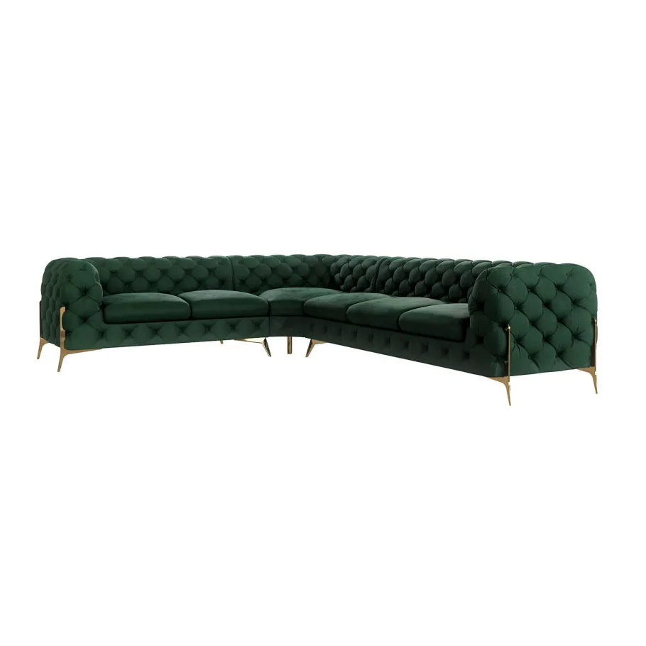 Glamour gestepptes Sechssitzer-Ecksofa Chesterfield TEO HIGH 2+E+3