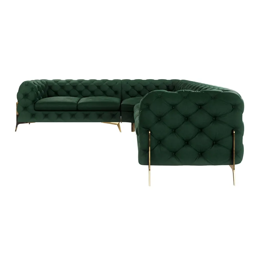 Glamour gestepptes Sechssitzer-Ecksofa Chesterfield TEO HIGH 2+E+3
