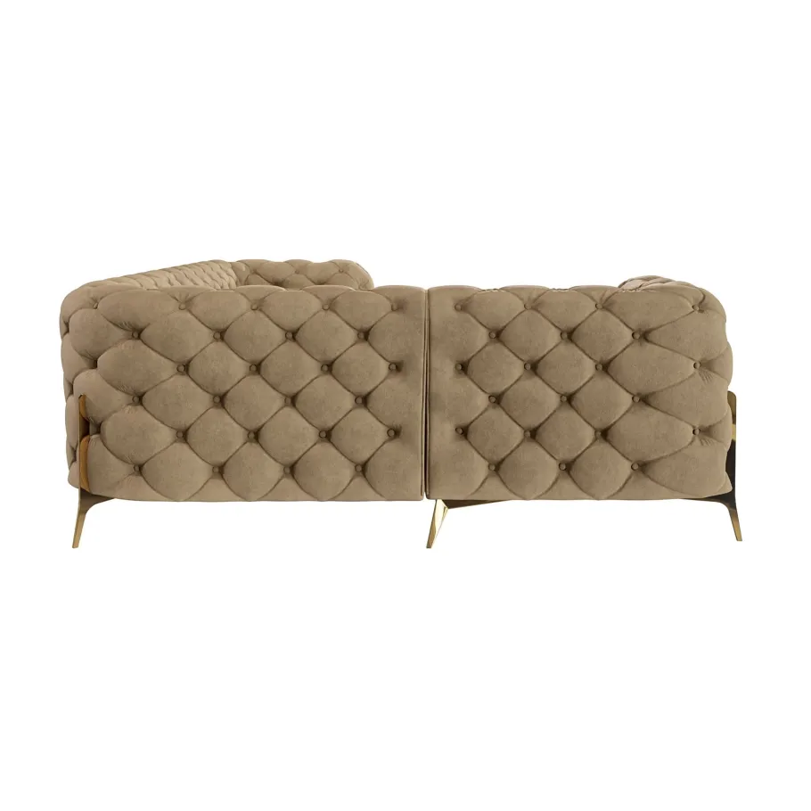 Luxuriöses gestepptes Viersitzer-Ecksofa Chesterfield TEO HIGH 1+E+2