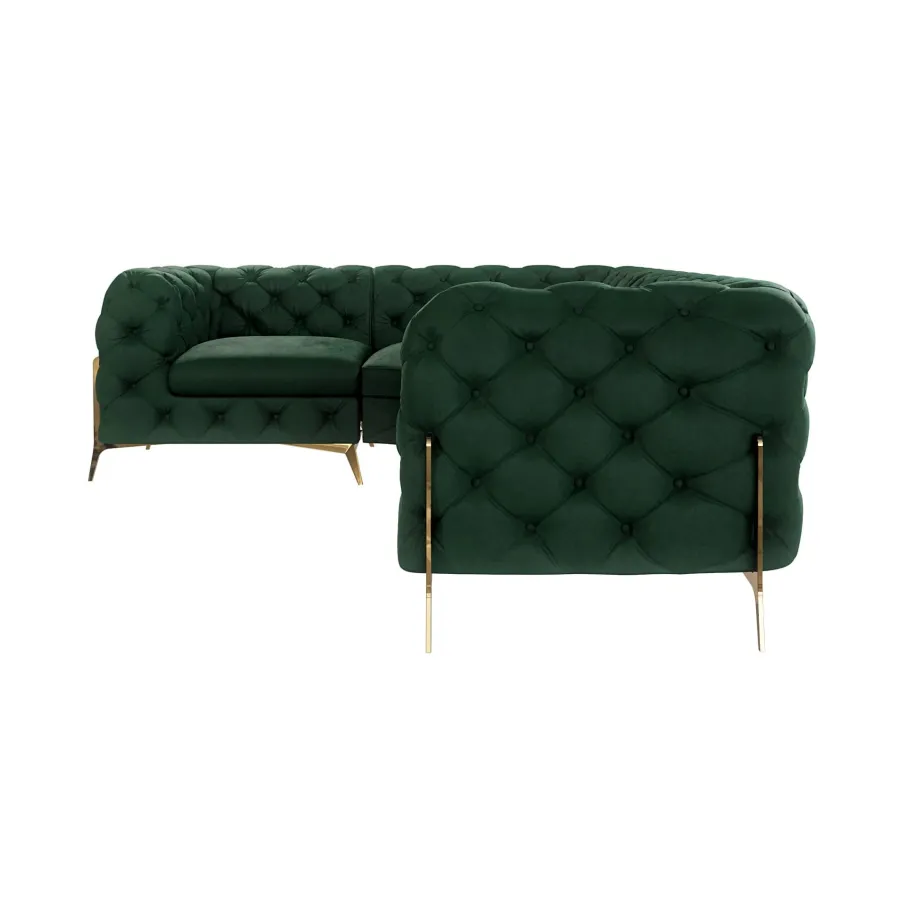 Luxuriöses gestepptes Viersitzer-Ecksofa Chesterfield TEO HIGH 1+E+2