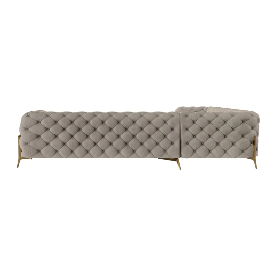 Glamour gestepptes 7-Sitzer-Ecksofa Chesterfield TEO HIGH 3+E+3