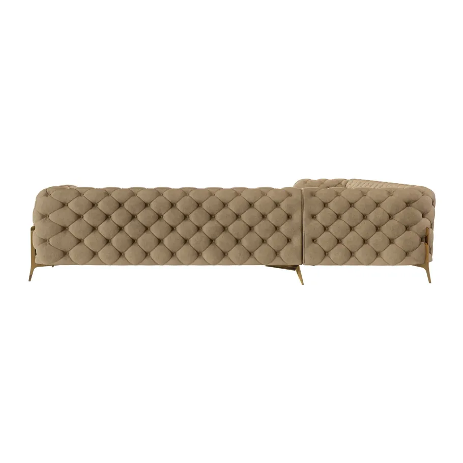 Glamour gestepptes 7-Sitzer-Ecksofa Chesterfield TEO HIGH 3+E+3