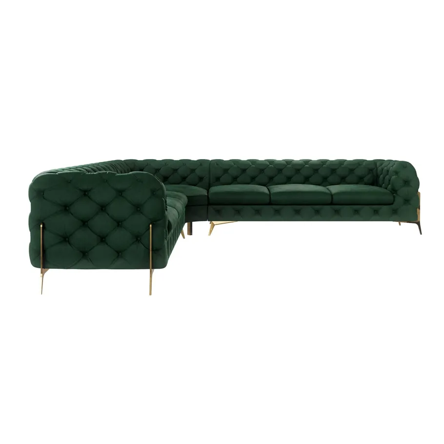 Glamour gestepptes 7-Sitzer-Ecksofa Chesterfield TEO HIGH 3+E+3