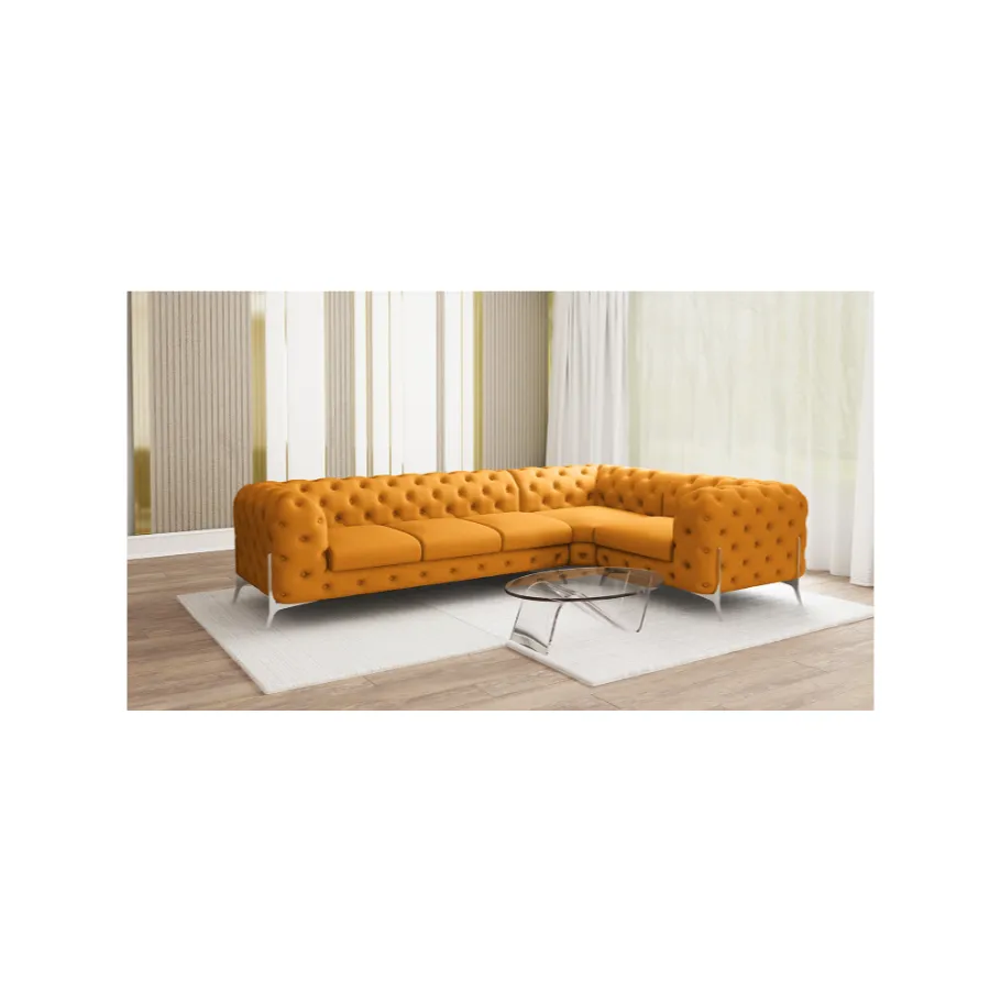 Luxuriöses Fünfsitzer-Ecksofa Chesterfield TEO HIGH 3+E+1