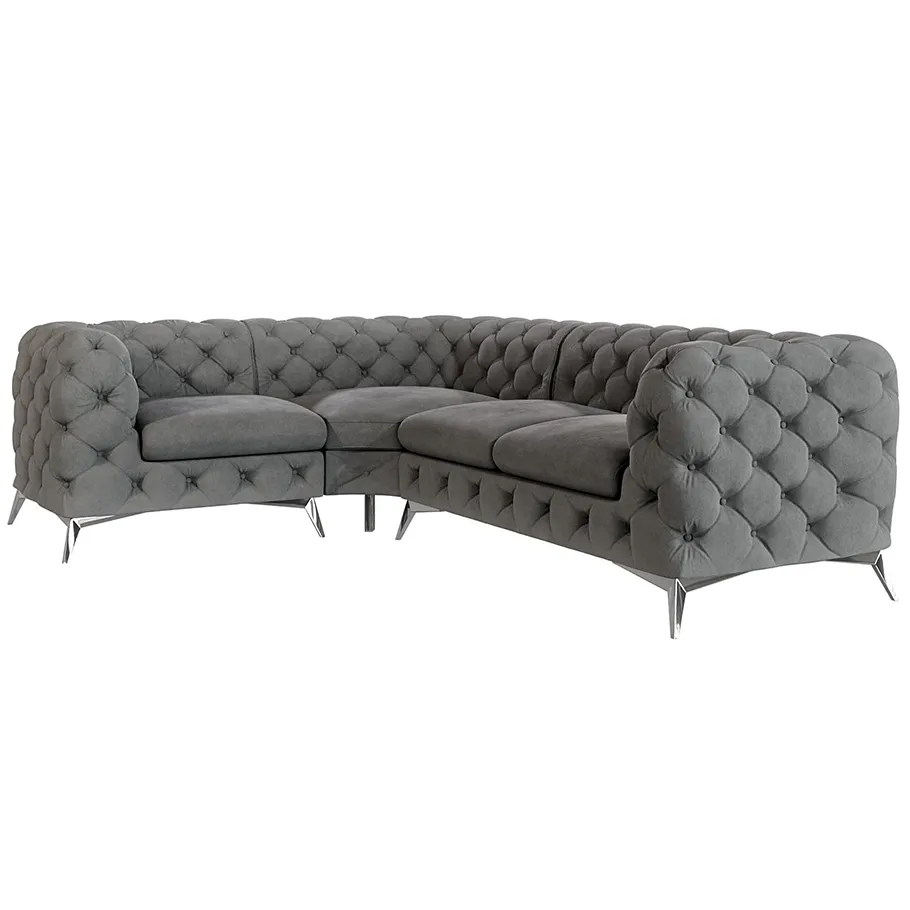 Luxuriöses gestepptes Viersitzer-Ecksofa Chesterfield TEO 1+E+2