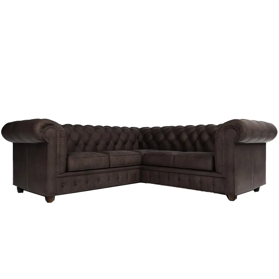 Gestepptes Fünfsitzer-Ecksofa mit Schlaffunktion Chesterfield SOLARIS 2+E+2