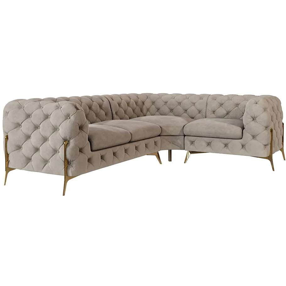Viersitzer-Glamour-Steppsofa Chesterfield TEO HIGH 2+E+1