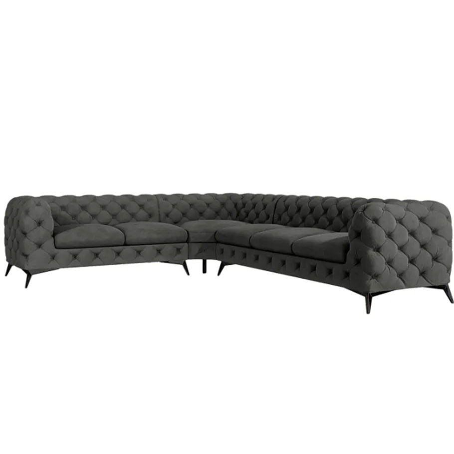 Glamour gestepptes Sechssitzer-Ecksofa Chesterfield TEO 2+E+3